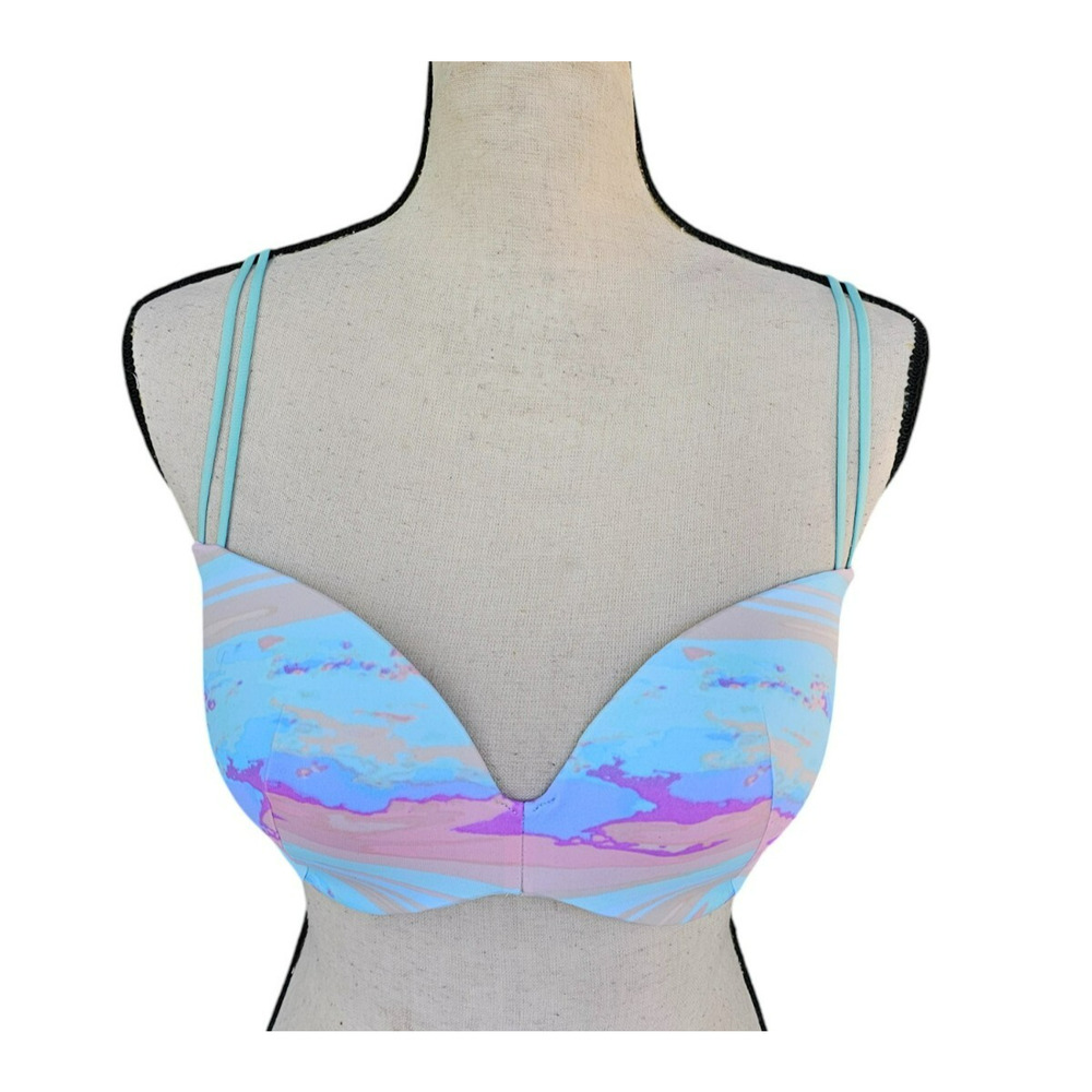 Victoria's Secret Swim Pastel Watercolor Bikini Top NIB Sz 36C Rainbow Coquette